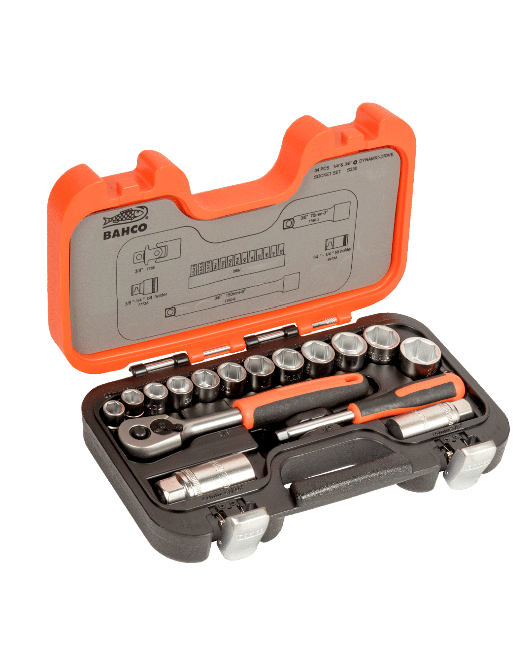 Dados y accesorios m1/4" y 3/8", 34pz Bahco