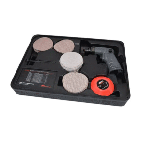 kit de lijadora orbital neumático Ingersoll Rand con discos de lija y caja de plastico