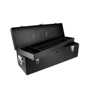 Caja portaherramientas metálica con asa metálica color negro 25" x 8" x 9" Urrea