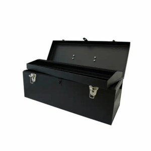 Caja portaherramientas metálica con asa metálica color negro 24" x 9" x 9" Urrea