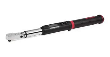 Torquímetro electrónico Snap-on TechAngle ATECH2FR125B de 3/8" con cabezal flexible, carcasa negra y cuerpo cromado