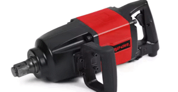 pistola de impacto Snap-on PT2500 de 1" para servicio pesado, color rojo, con 2.500 ft-lb de torque y mango lateral
