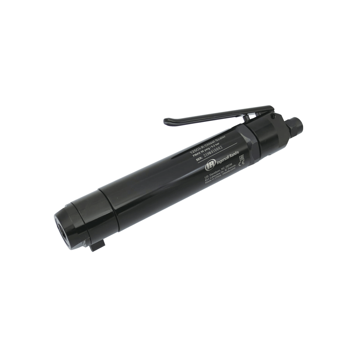 Vista lateral del raspador neumático Ingersoll Rand color negro 125-A
