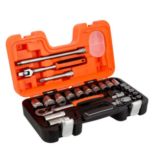 Juego de dados y accesorios M1/2", 3/8" a 1-1/4", 23 pzs Bahco