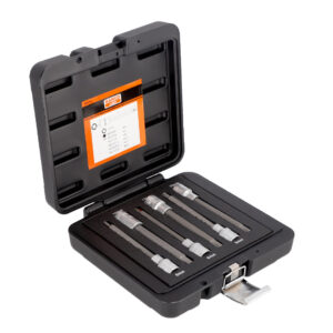 Dados punta estriada M1/2", M5 a M14, largos, 6 pzs Bahco