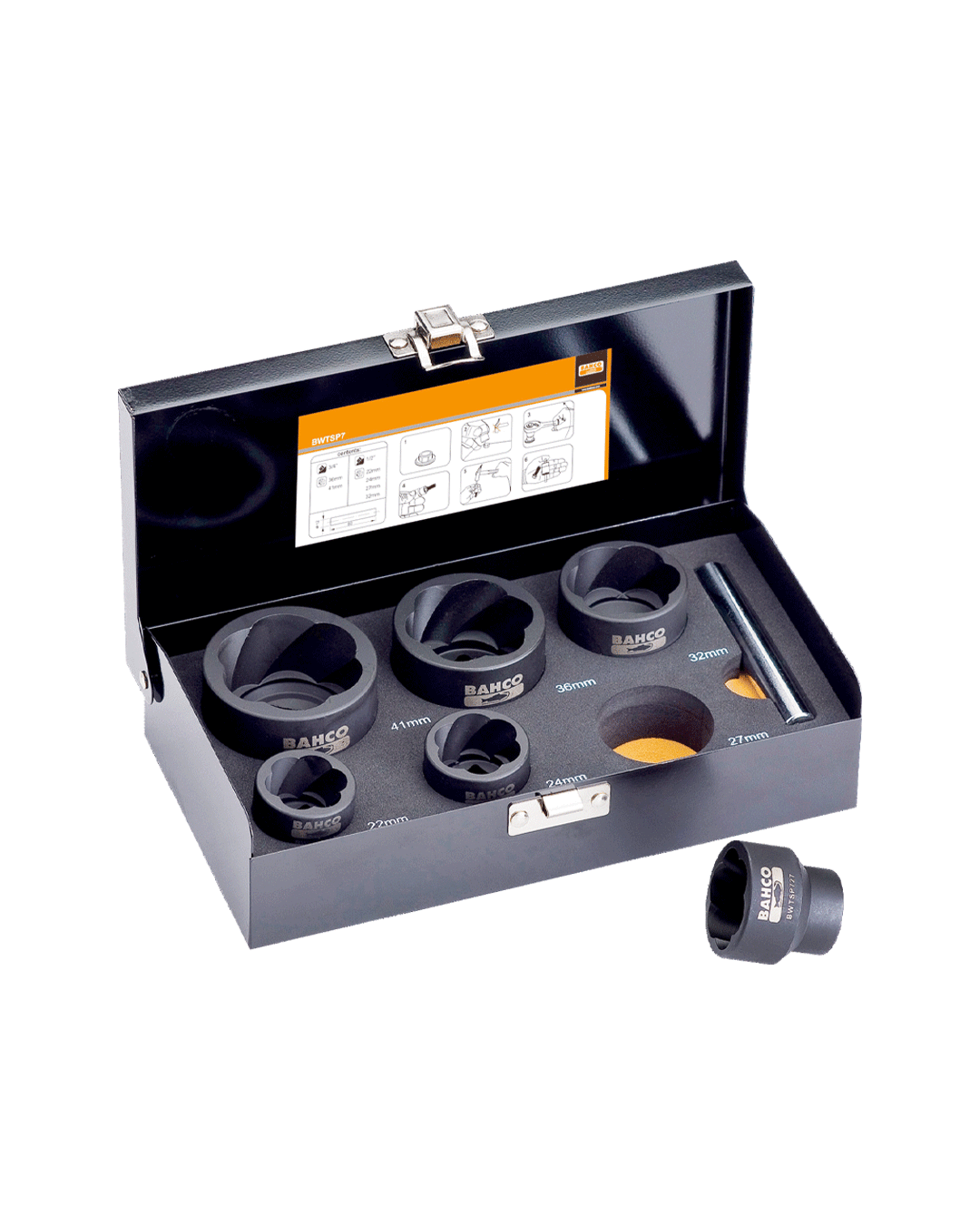 Juego de dados extractores de tuercas, 22-41 mm, 7 piezas Bahco